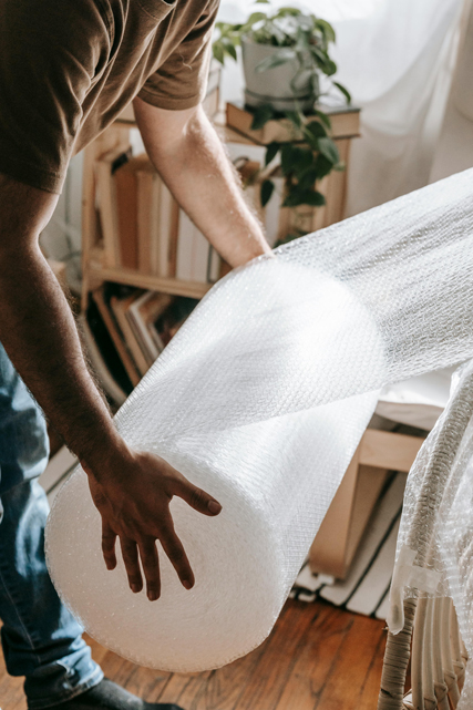 Man With bubble wrap